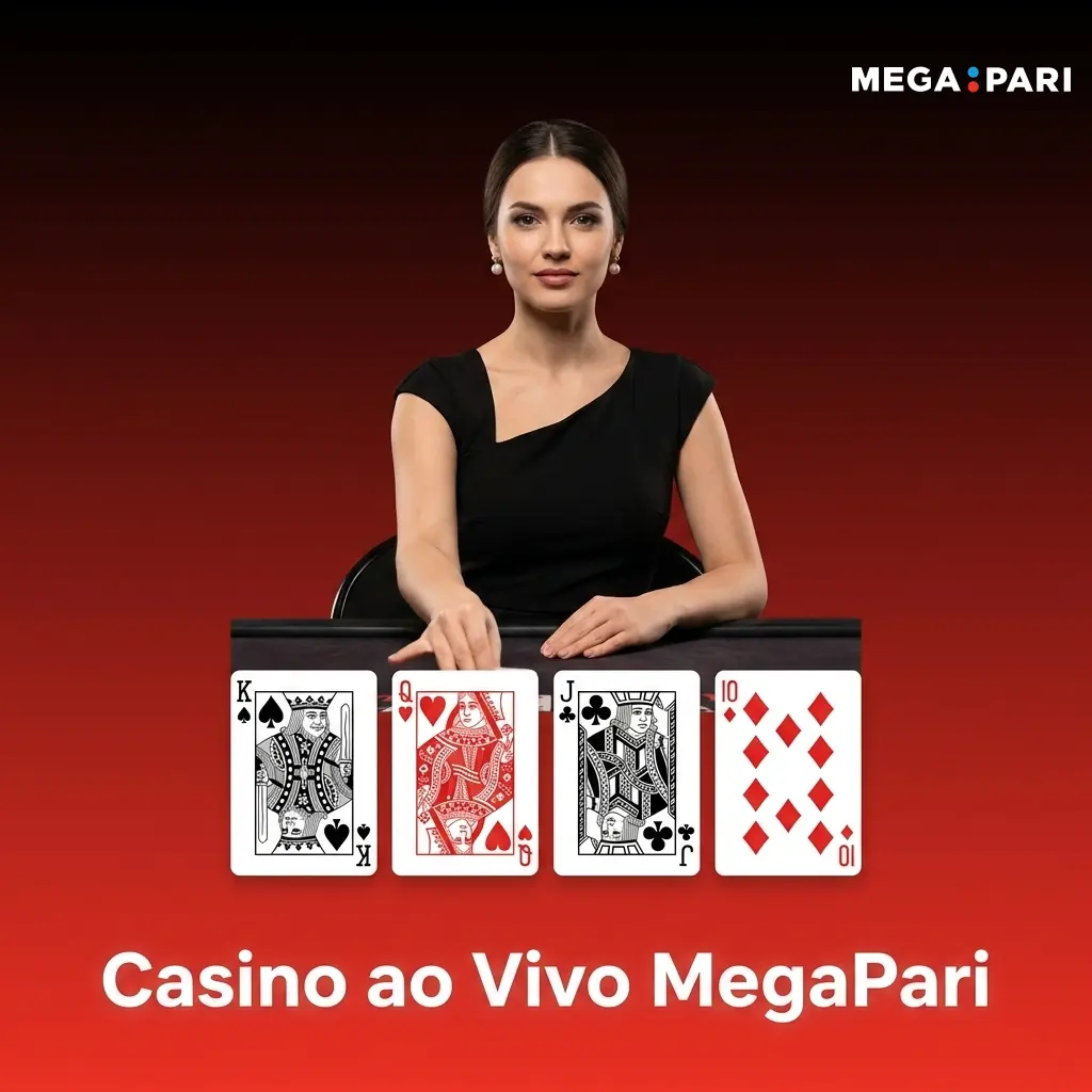 Dealer ao vivo no casino MegaPari com transmissão em HD de estúdio profissional