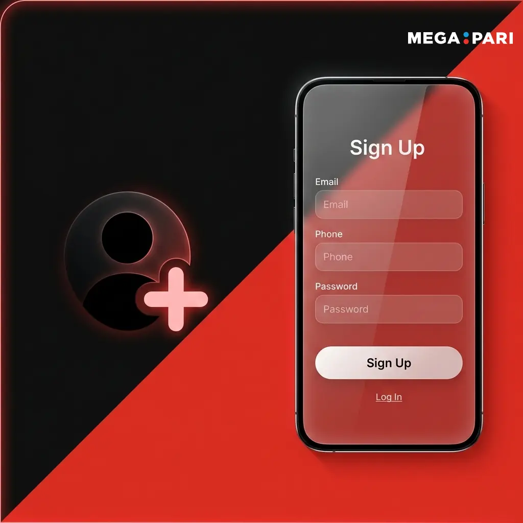 Formulário de registo MegaPari em português para criar conta em Portugal com opções de e-mail, telefone e redes sociais