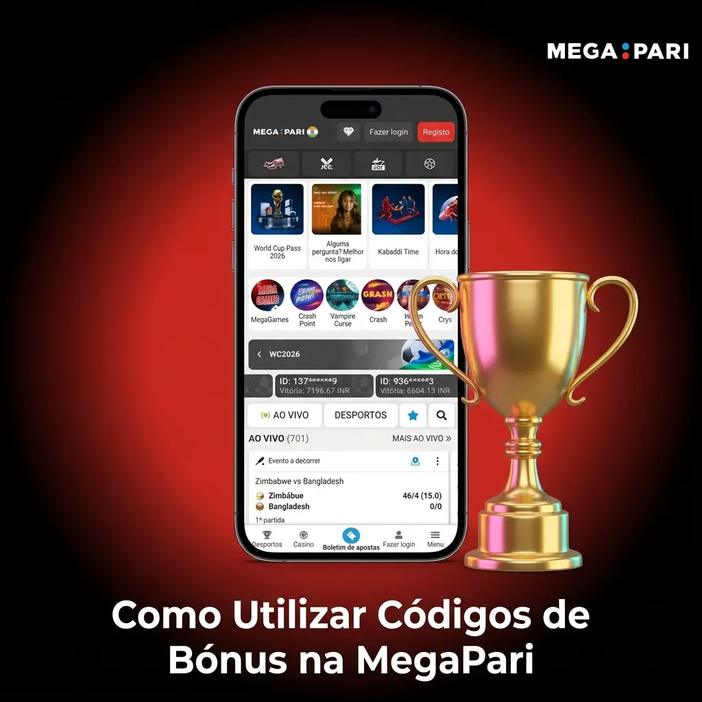 Guia passo a passo para inserir código de bónus na MegaPari durante o depósito