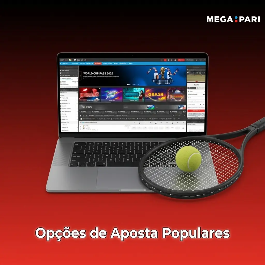 Interface MegaPari com opções de aposta pré-jogo, ao vivo e acumulador em mais de 40 modalidades desportivas